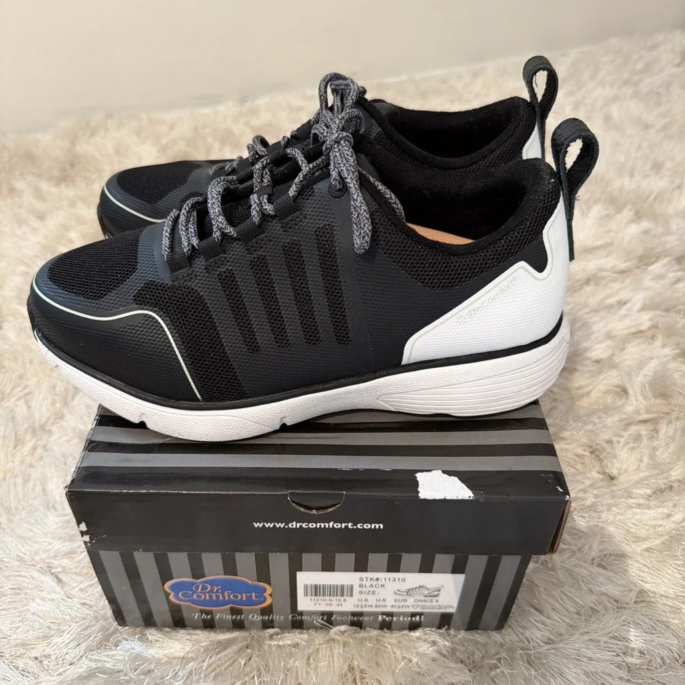 Dr. Comfort Grace Women's Athletic Black Shoes #11310 Size 10.5 XW Comfort Arch